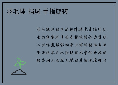 羽毛球 挡球 手指旋转
